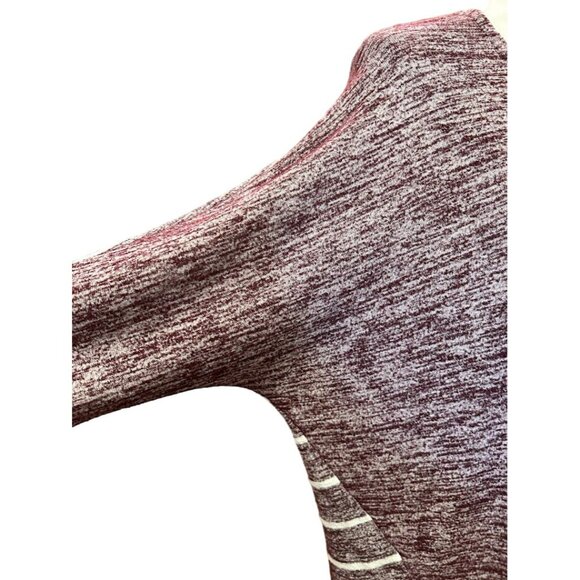 Market &‎ Spruce Womens Medium Marled Sweater Top Burgundy & White Striped - Picture 5 of 8